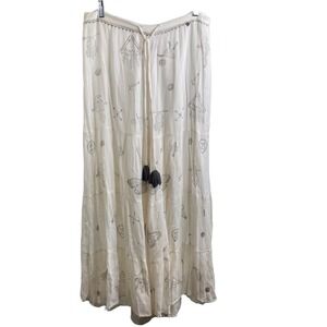 Z&L Europe White The Empress Pants Size S Oversized Flowy Wide Boho Tassels